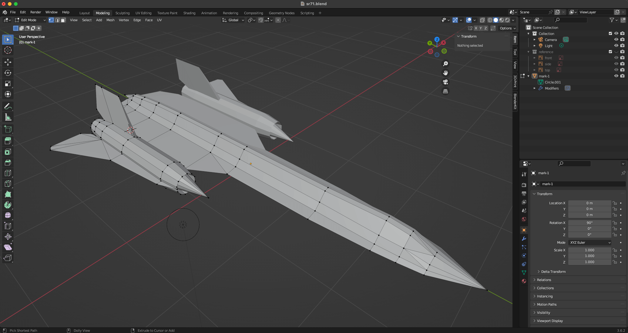 Initial mesh created with Blender
