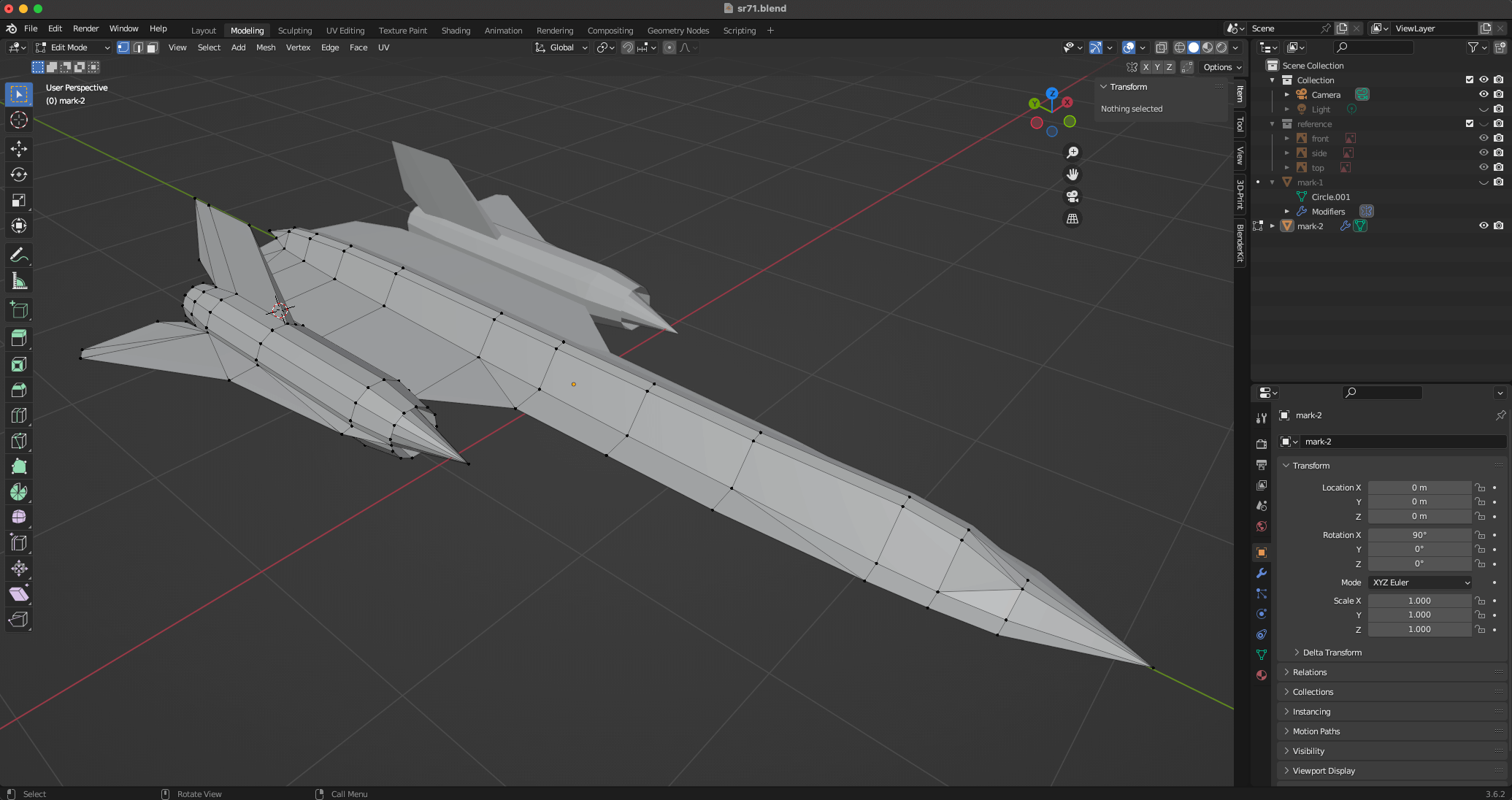 Second mesh iteration in Blender.