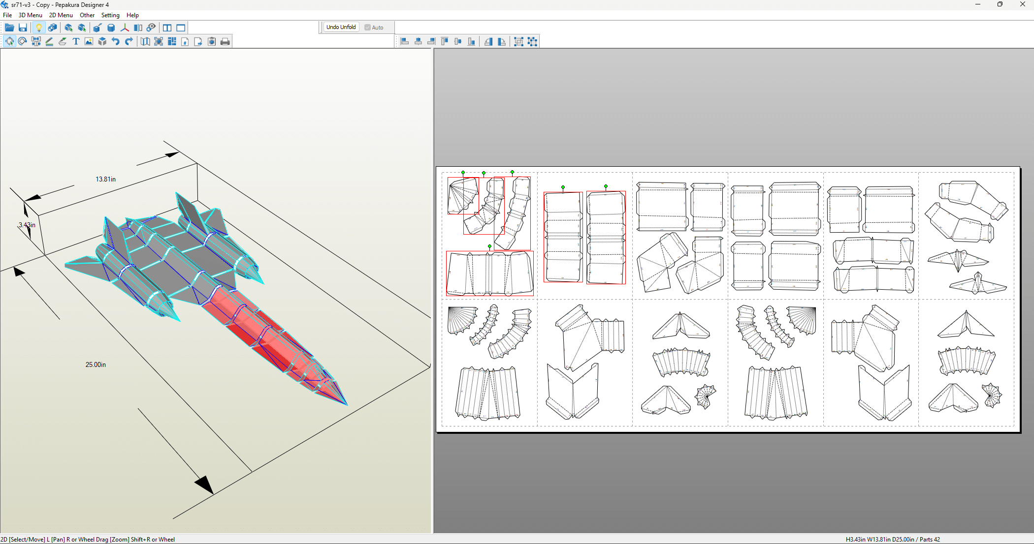 Manual arrangement of parts, which now has logical groupings